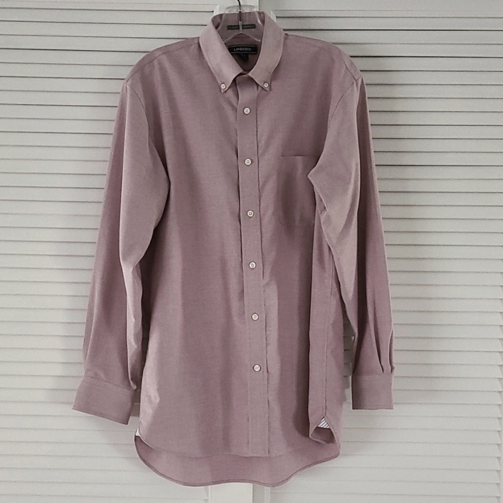 Land's End Supima No Iron Oxford Long Sleeve Shirt. Sz 15/33 Mauve Trad. Fit